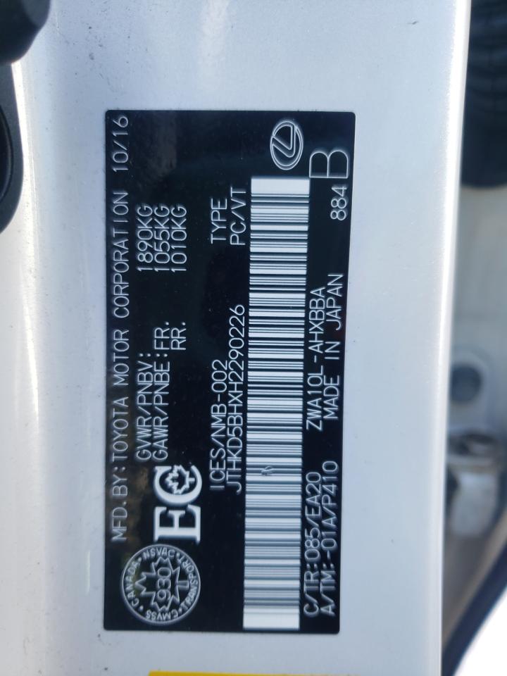 Photo 10 from auction – 2017 LEXUS CT 200 with VIN JTHKD5BHXH2290226