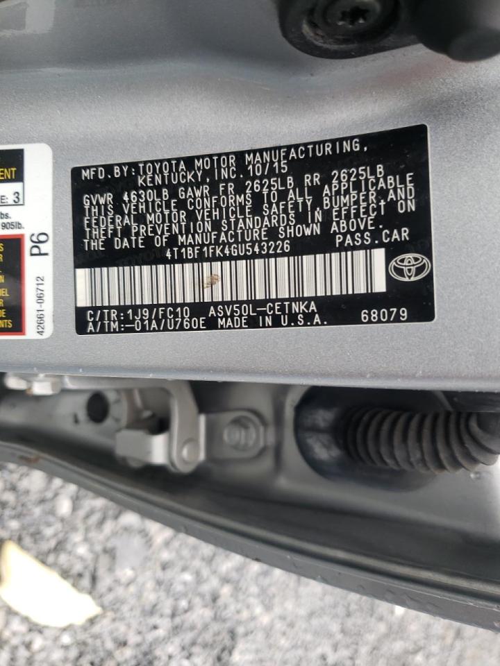 Photo 10 from auction – 2016 TOYOTA CAMRY LE with VIN 4T1BF1FK4GU543226