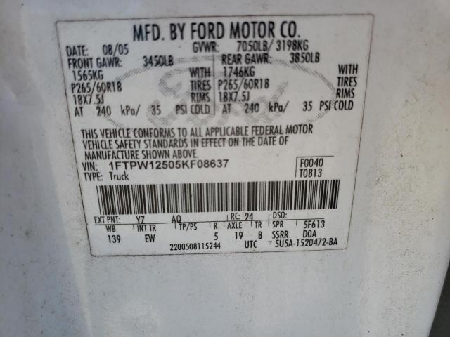 Photo 10 from auction – 2008 FORD F150 with VIN 1FTRF12W78KD60282