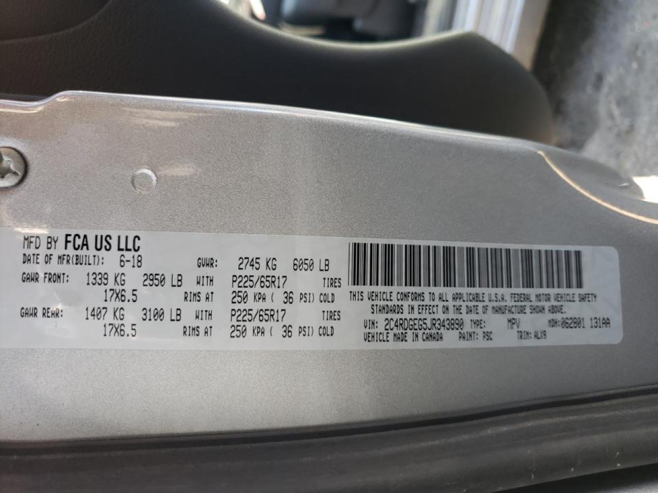 Photo 10 from auction – 2018 DODGE GRAND CARA with VIN 2C4RDGEG5JR343890