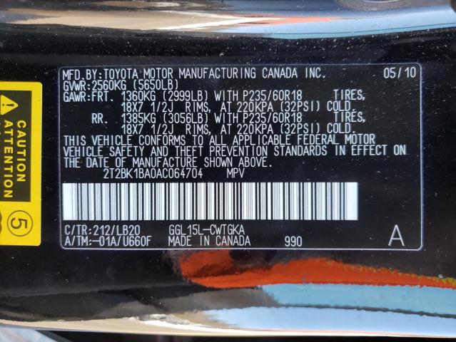 Photo 10 from auction – 2010 LEXUS RX 350 with VIN 2T2BK1BA0AC064704