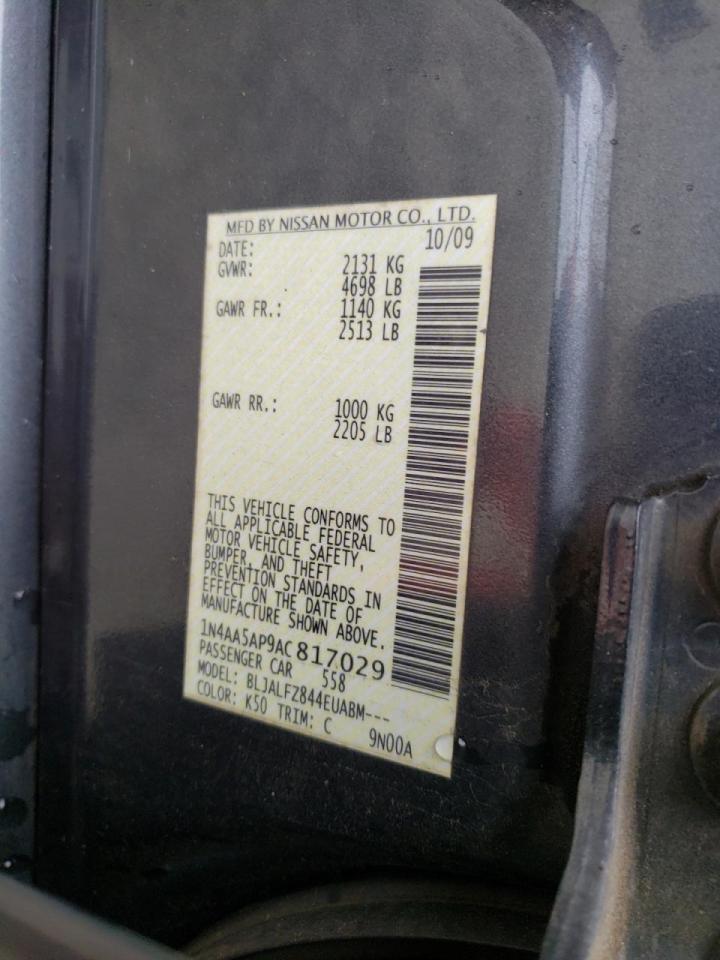 Photo 10 from auction – 2010 NISSAN MAXIMA S with VIN 1N4AA5AP9AC817029