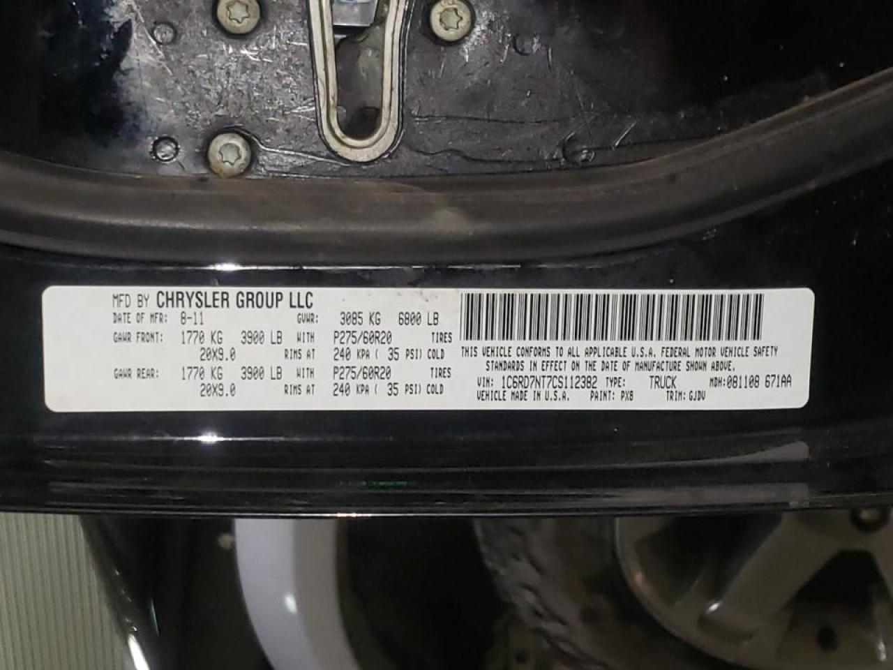 Photo 10 from auction – 2012 DODGE RAM 1500 L with VIN 1C6RD7NT7CS112382