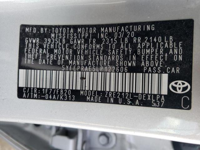 Photo 10 from auction – 2020 TOYOTA COROLLA LE with VIN 5YFEPRAE5LP122606