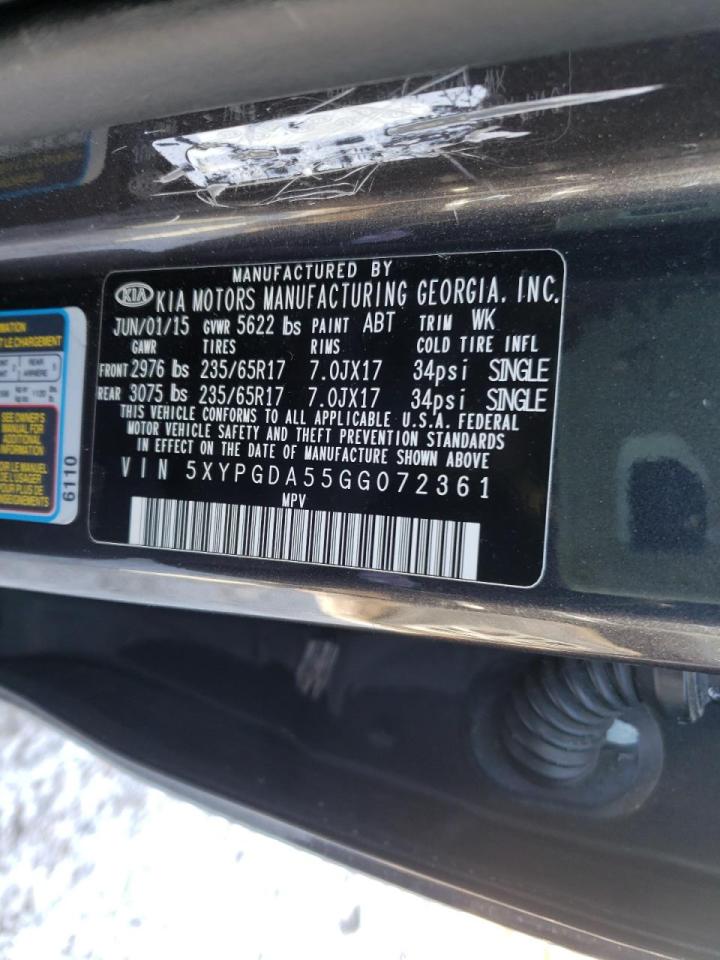 Photo 10 from auction – 2016 KIA SORENTO LX with VIN 5XYPGDA55GG072361