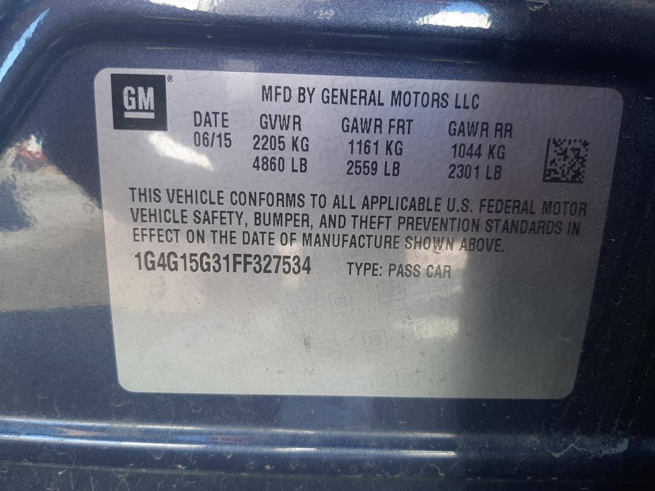 Photo 10 from auction – 2015 BUICK LACROSSE 1 with VIN 1G4G15G31FF327534
