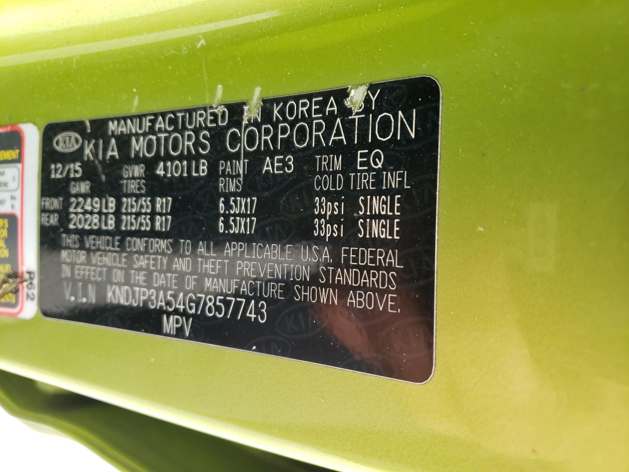 Photo 10 from auction – 2016 KIA SOUL + with VIN KNDJP3A54G7857743