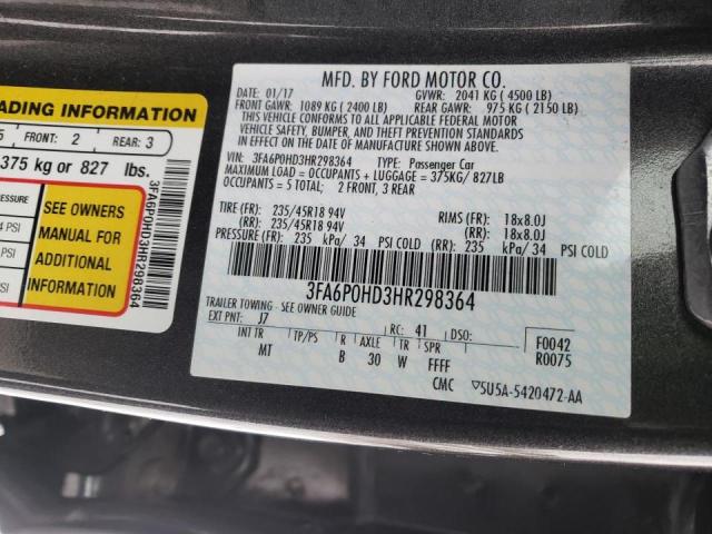 Photo 10 from auction – 2017 FORD FUSION SE with VIN 3FA6P0HD3HR298364