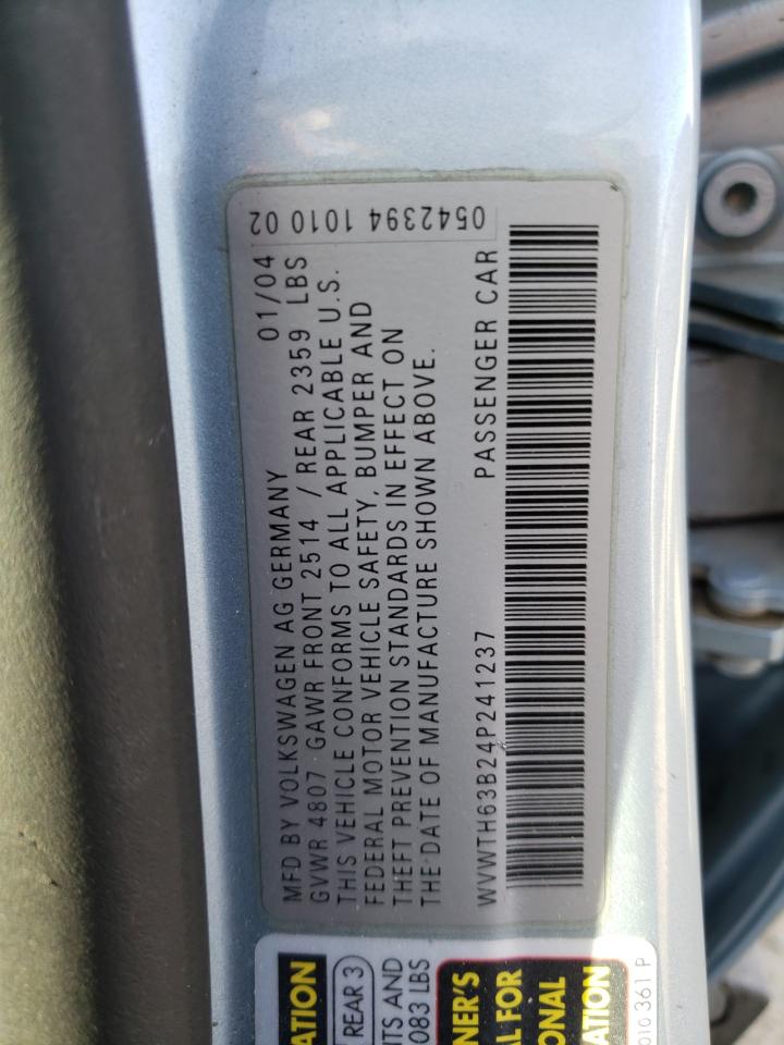 Photo 10 from auction – 2004 VOLKSWAGEN PASSAT GLX with VIN WVWTH63B24P241237