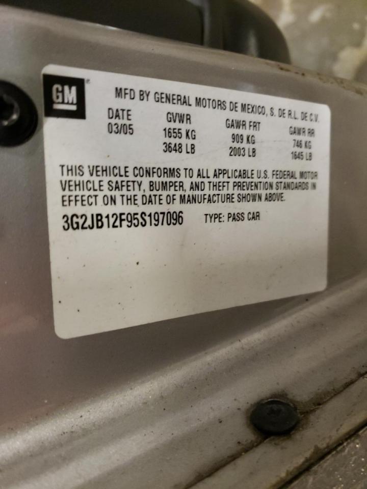Photo 10 from auction – 2005 PONTIAC SUNFIRE with VIN 3G2JB12F95S197096