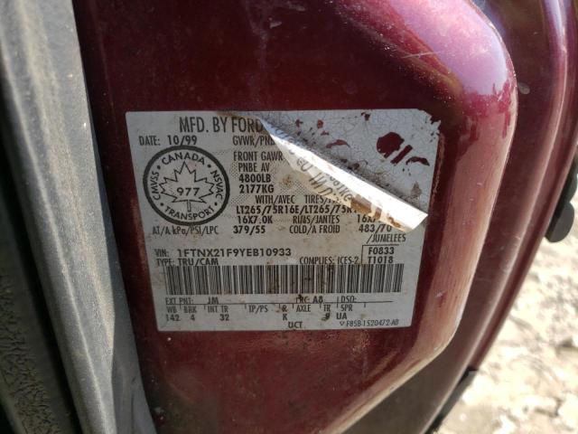 Photo 10 from auction – 2000 FORD F250 SUPER with VIN 1FTNX21F9YEB10933