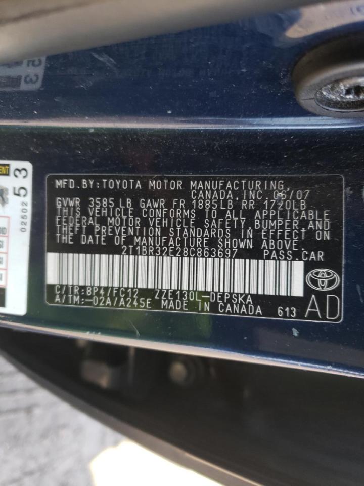 Photo 10 from auction – 2008 TOYOTA COROLLA CE with VIN 2T1BR32E28C863697