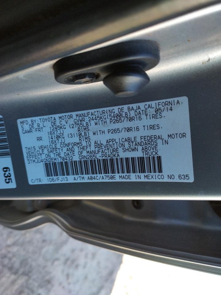 Photo 10 from auction – 2014 TOYOTA TACOMA DOU with VIN 3TMJU4GN2EM170432