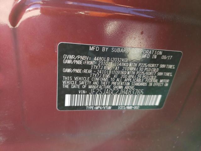 Photo 10 from auction – 2018 SUBARU FORESTER 2 with VIN JF2SJAGC2JH483765