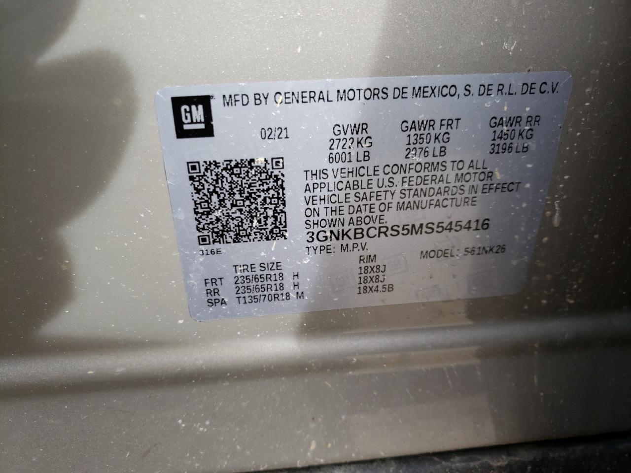 Photo 10 from auction – 2021 CHEVROLET BLAZER 2LT with VIN 3GNKBCRS5MS545416