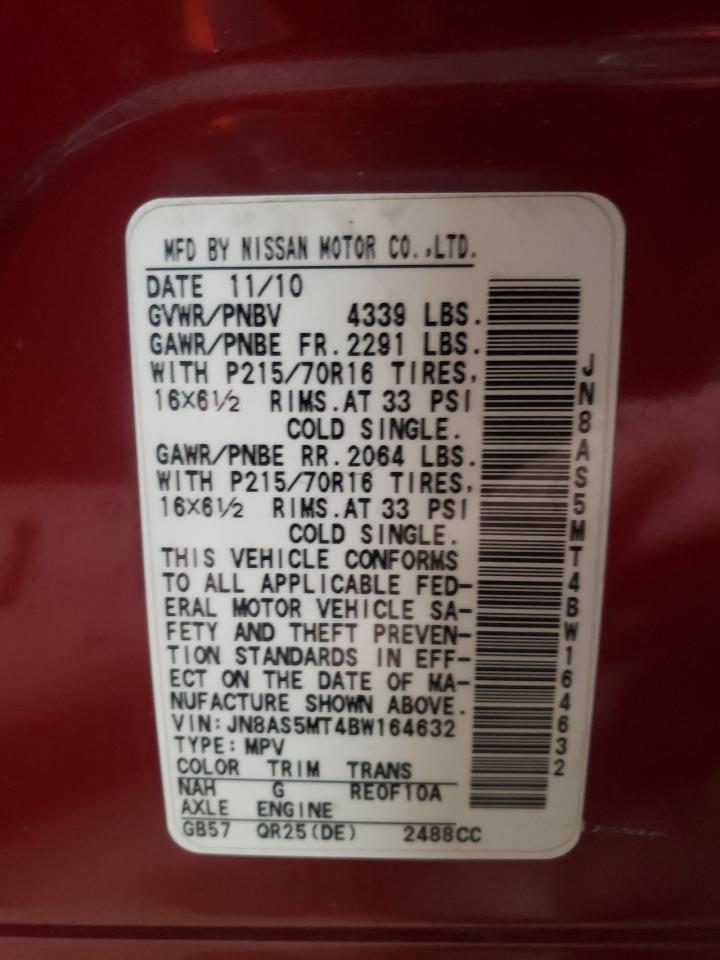 Photo 10 from auction – 2011 NISSAN ROGUE S with VIN JN8AS5MT4BW164632