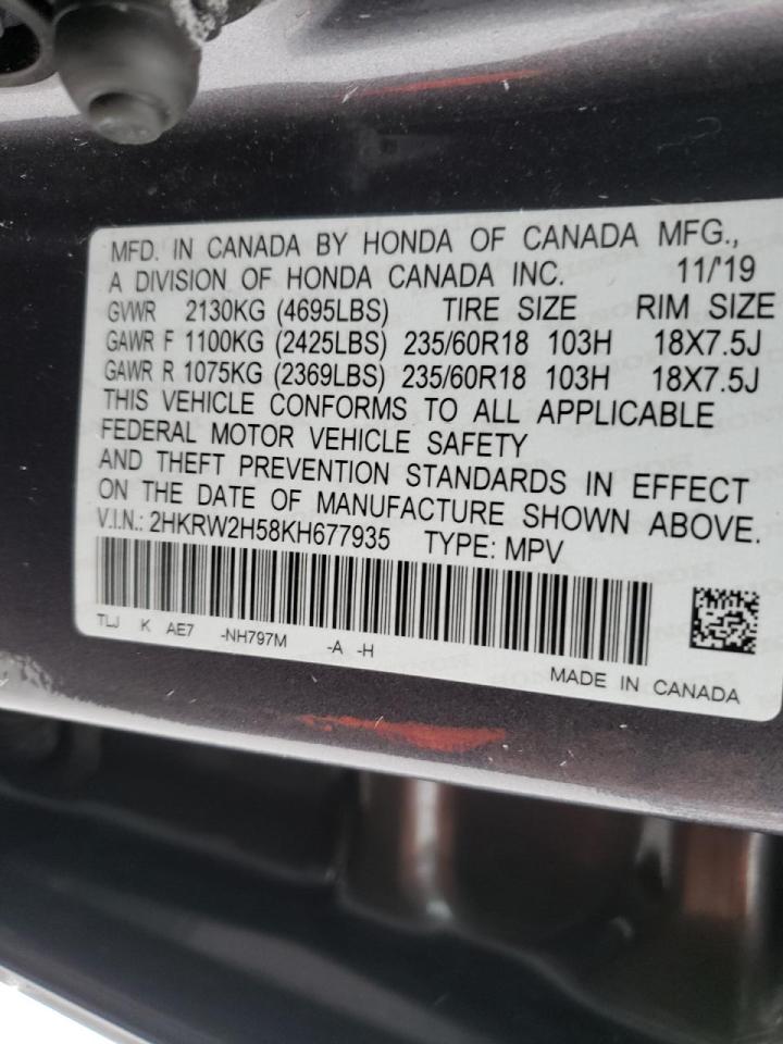 Photo 10 from auction – 2019 HONDA CR-V EX with VIN 2HKRW2H58KH677935