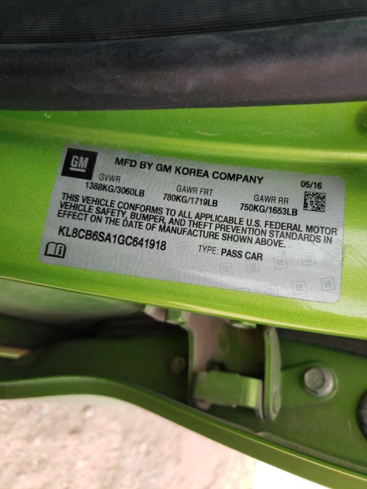 Photo 10 from auction – 2016 CHEVROLET SPARK LS with VIN KL8CB6SA1GC641918