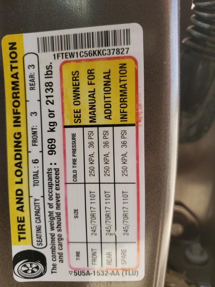Photo 10 from auction – 2019 FORD F150 SUPER with VIN 1FTEW1C56KKC37827