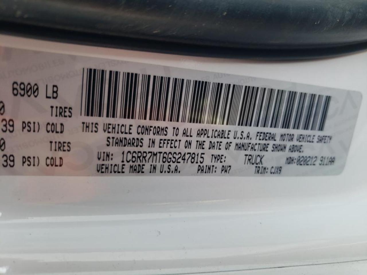 Photo 10 from auction – 2016 RAM 1500 SPORT with VIN 1C6RR7MT6GS247815