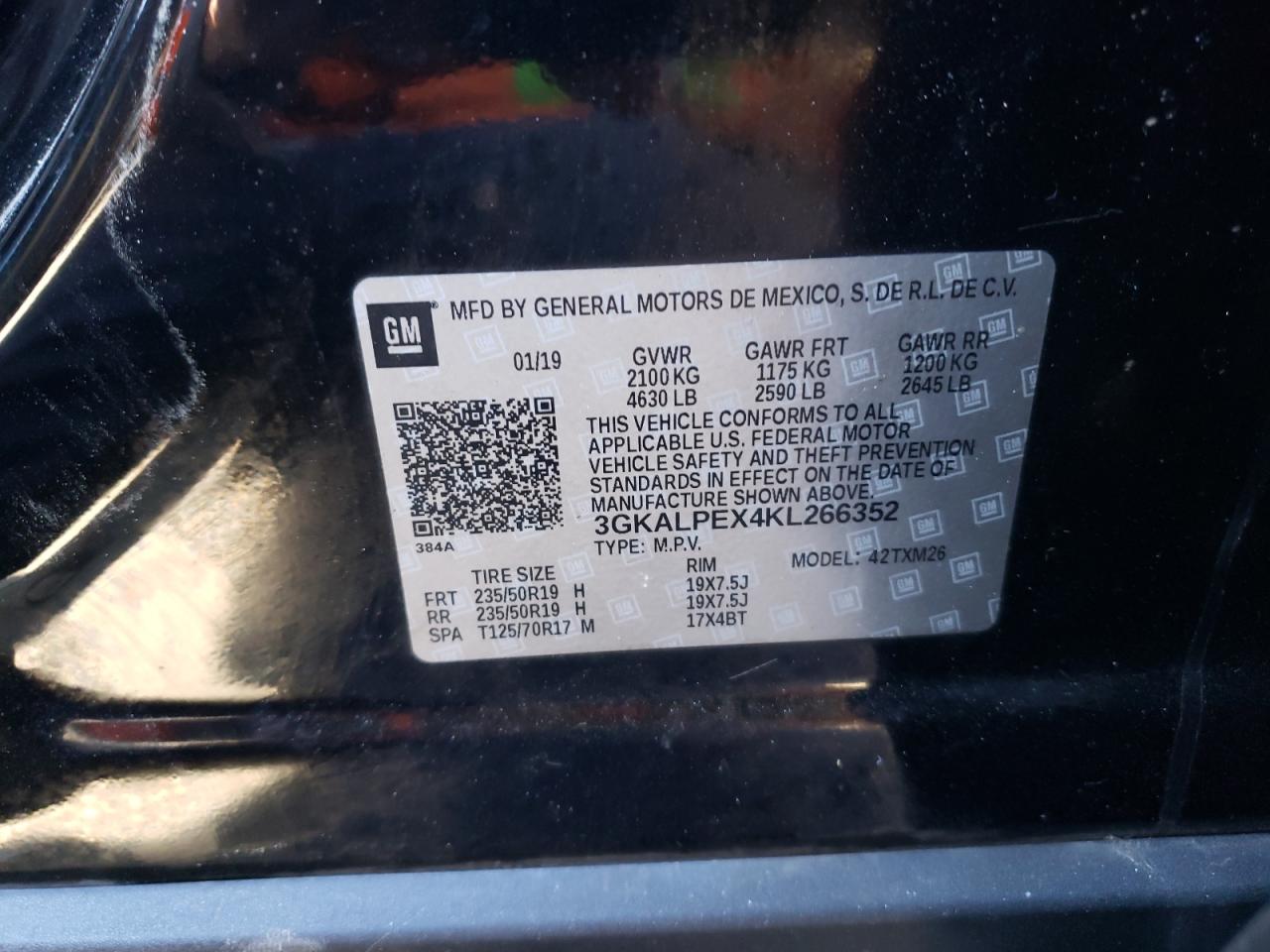 Photo 10 from auction – 2019 GMC TERRAIN SL with VIN 3GKALPEX4KL266352