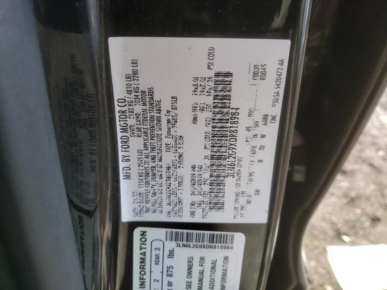 Photo 10 from auction – 2013 LINCOLN MKZ with VIN 3LN6L2G9XDR818984
