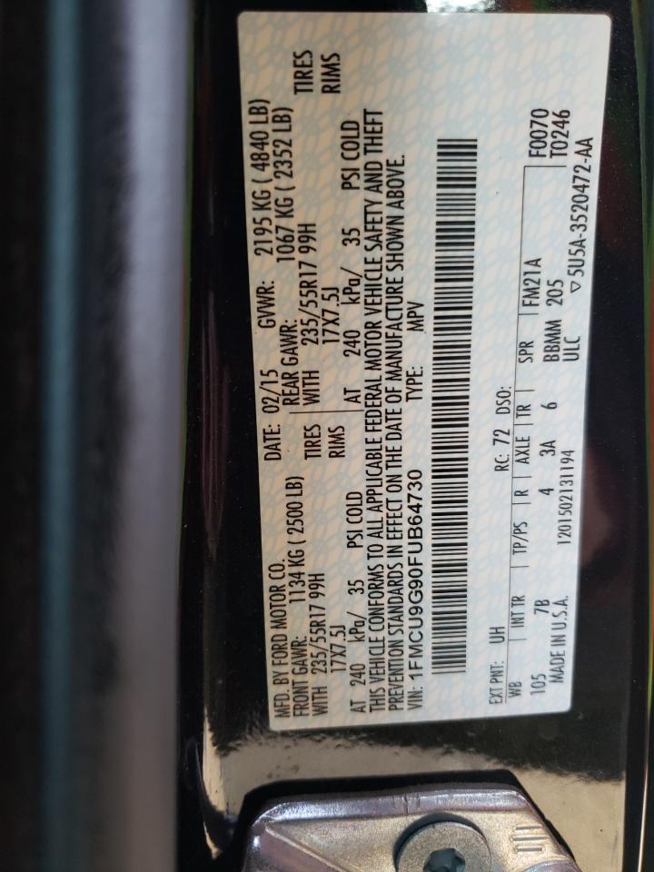 Photo 10 from auction – 2015 FORD ESCAPE SE with VIN 1FMCU9G90FUB64730