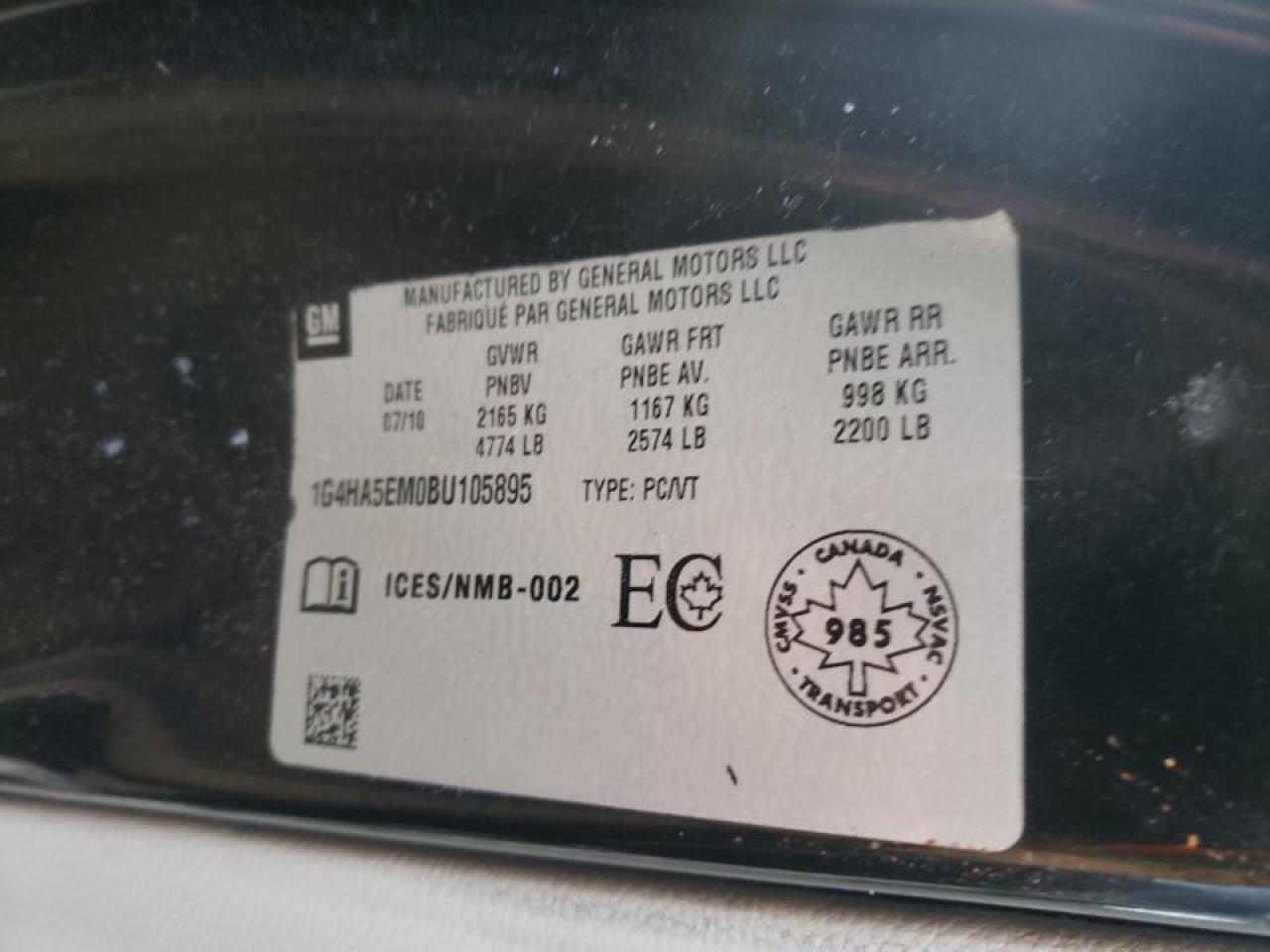 Photo 10 from auction – 2011 BUICK LUCERNE CX with VIN 1G4HA5EM0BU105895