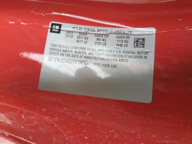 Photo 10 from auction – 2012 CHEVROLET CAMARO LT with VIN 2G1FB1E3XC9161987