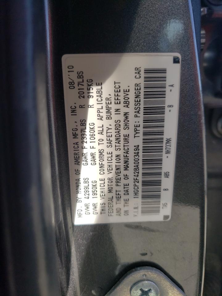 Photo 10 from auction – 2011 HONDA ACCORD LXP with VIN 1HGCP2F42BA003494