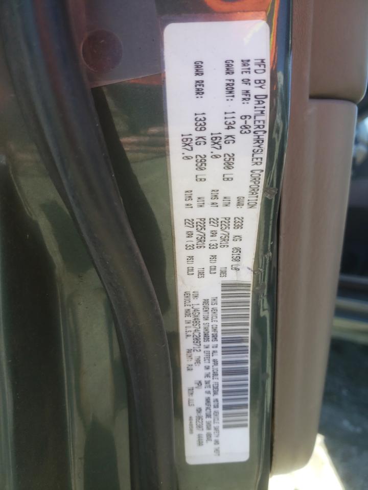 Photo 10 from auction – 2004 JEEP GRAND CHER with VIN 1J4GX48S74C209712