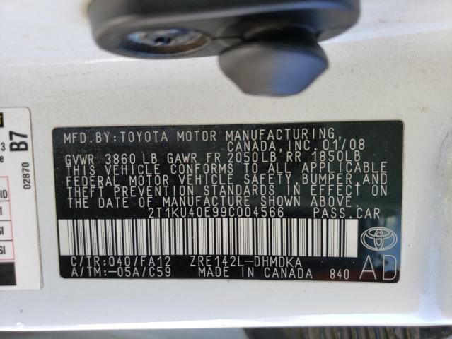 Photo 10 from auction – 2009 TOYOTA COROLLA MA with VIN 2T1KU40E99C004566