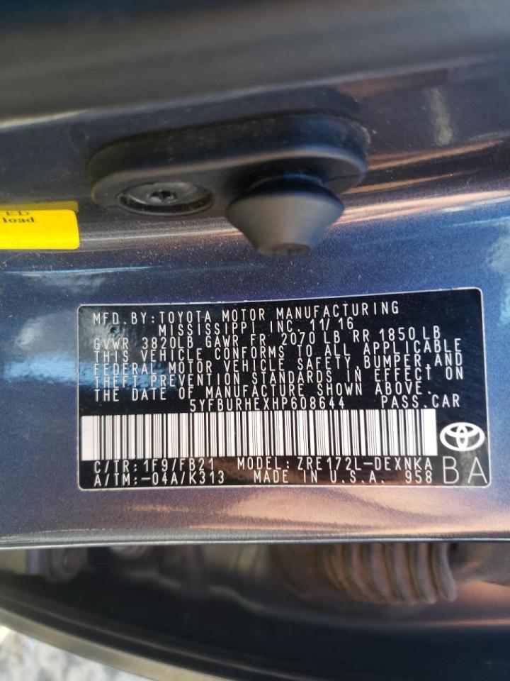 Photo 10 from auction – 2017 TOYOTA COROLLA L with VIN 5YFBURHEXHP608644