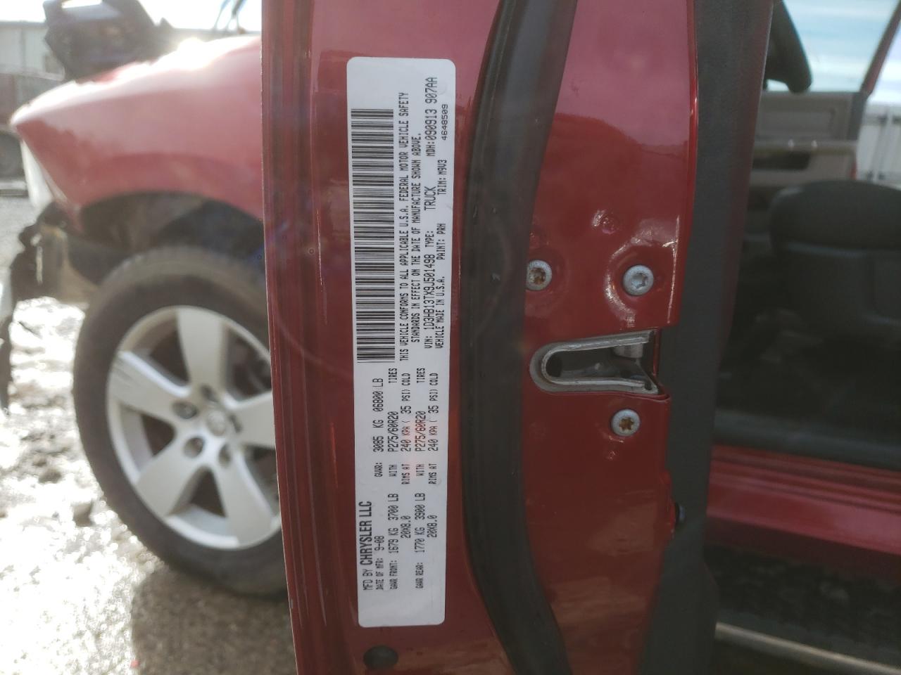 Photo 10 from auction – 2009 DODGE RAM 1500 with VIN 1D3HB13TX9J501498