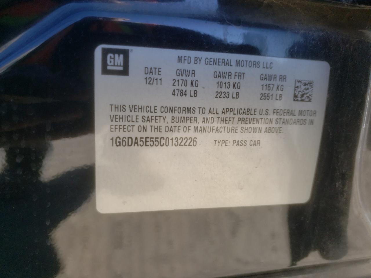 Photo 10 from auction – 2012 CADILLAC CTS with VIN 1G6DA5E55C0132226