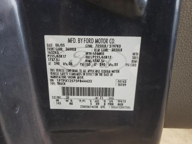 Photo 10 from auction – 2005 FORD F150 with VIN 1FTPX12575FB44433