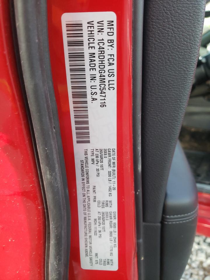 Photo 10 from auction – 2021 DODGE DURANGO GT with VIN 1C4RDHDG4MC547116