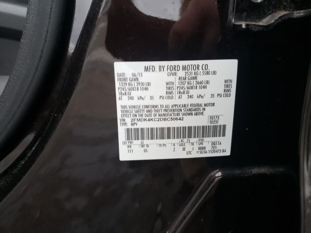 Photo 10 from auction – 2013 FORD EDGE LIMIT with VIN 2FMDK4KC2DBC50642