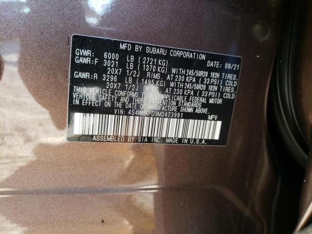 Photo 10 from auction – 2021 SUBARU ASCENT LIM with VIN 4S4WMAPD9M3473991