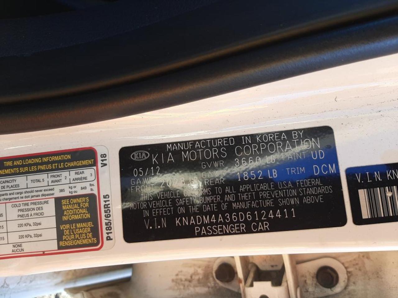 Photo 10 from auction – 2013 KIA RIO LX with VIN KNADM4A36D6124411