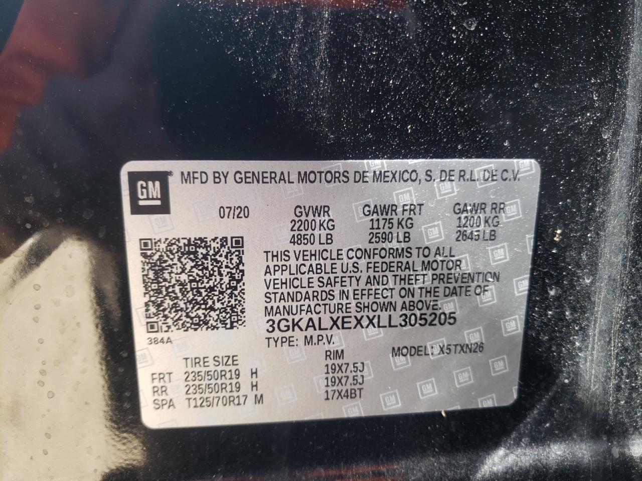 Photo 10 from auction – 2020 GMC TERRAIN DE with VIN 3GKALXEXXLL305205