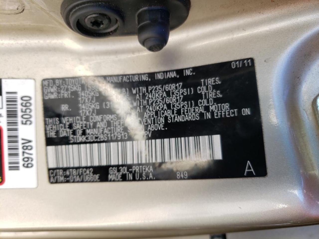 Photo 10 from auction – 2011 TOYOTA SIENNA LE with VIN 5TDKK3DC2BS117913