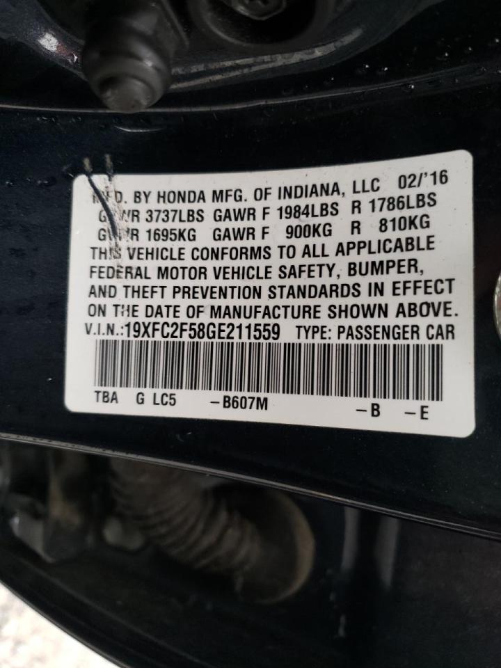 Photo 10 from auction – 2016 HONDA CIVIC LX with VIN 19XFC2F58GE211559