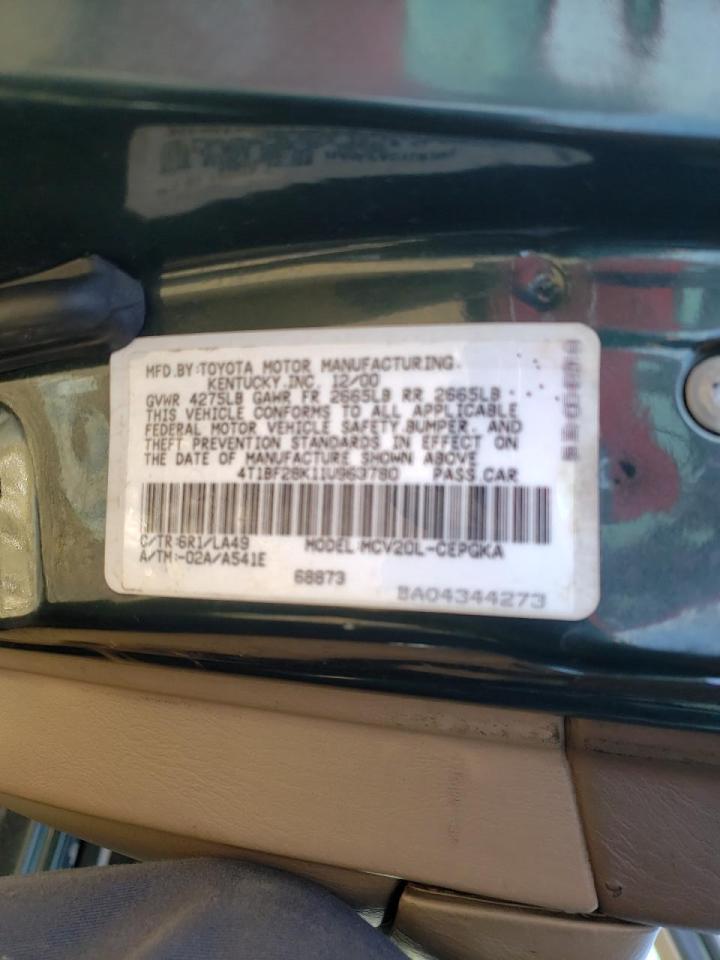 Photo 10 from auction – 2001 TOYOTA CAMRY LE with VIN 4T1BF28K11U963780