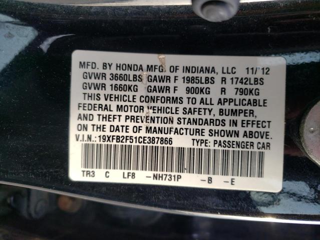 Photo 10 from auction – 2012 HONDA CIVIC LX with VIN 19XFB2F51CE387866