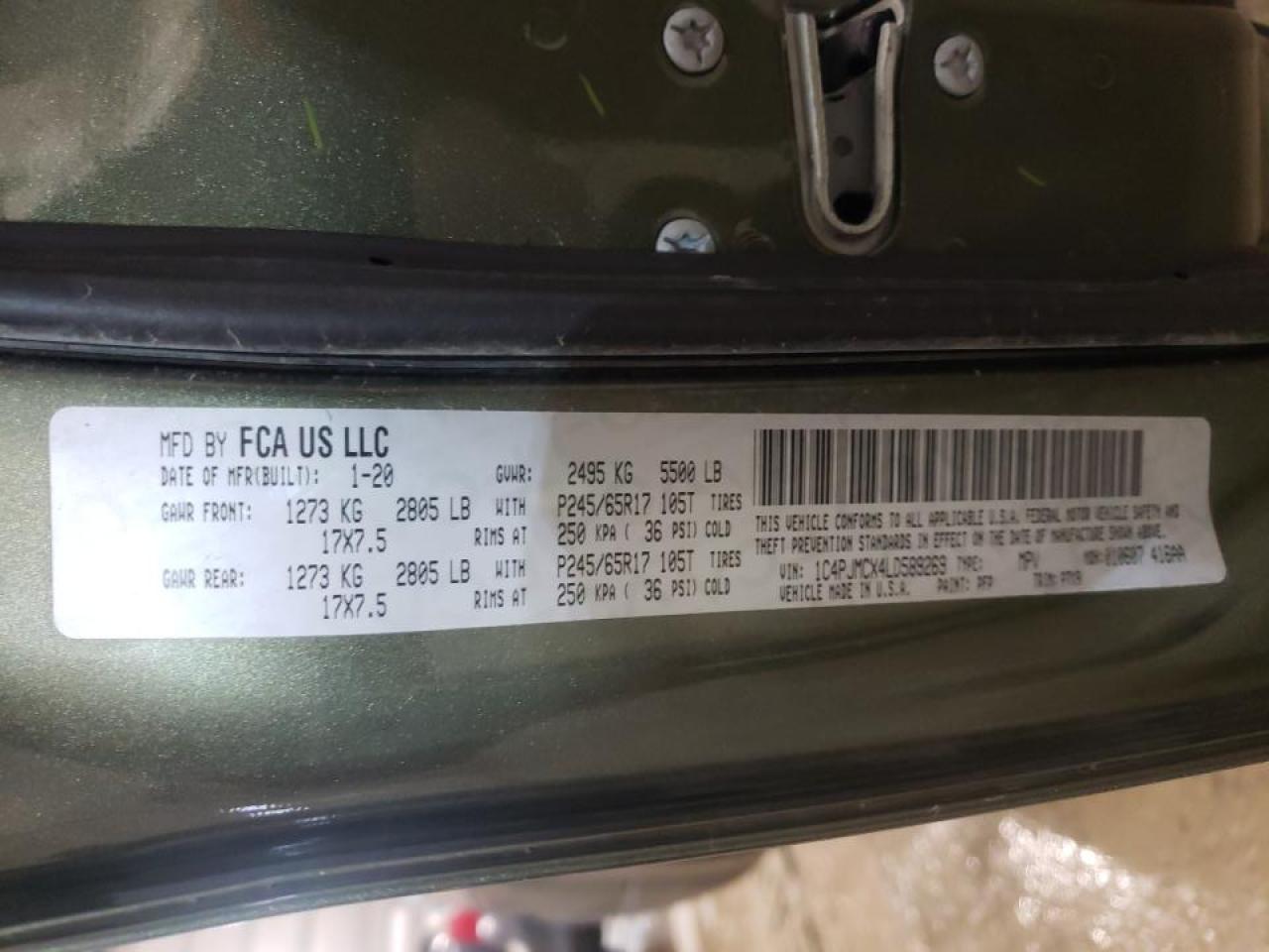 Photo 10 from auction – 2020 JEEP CHEROKEE L with VIN 1C4PJMCX4LD589269