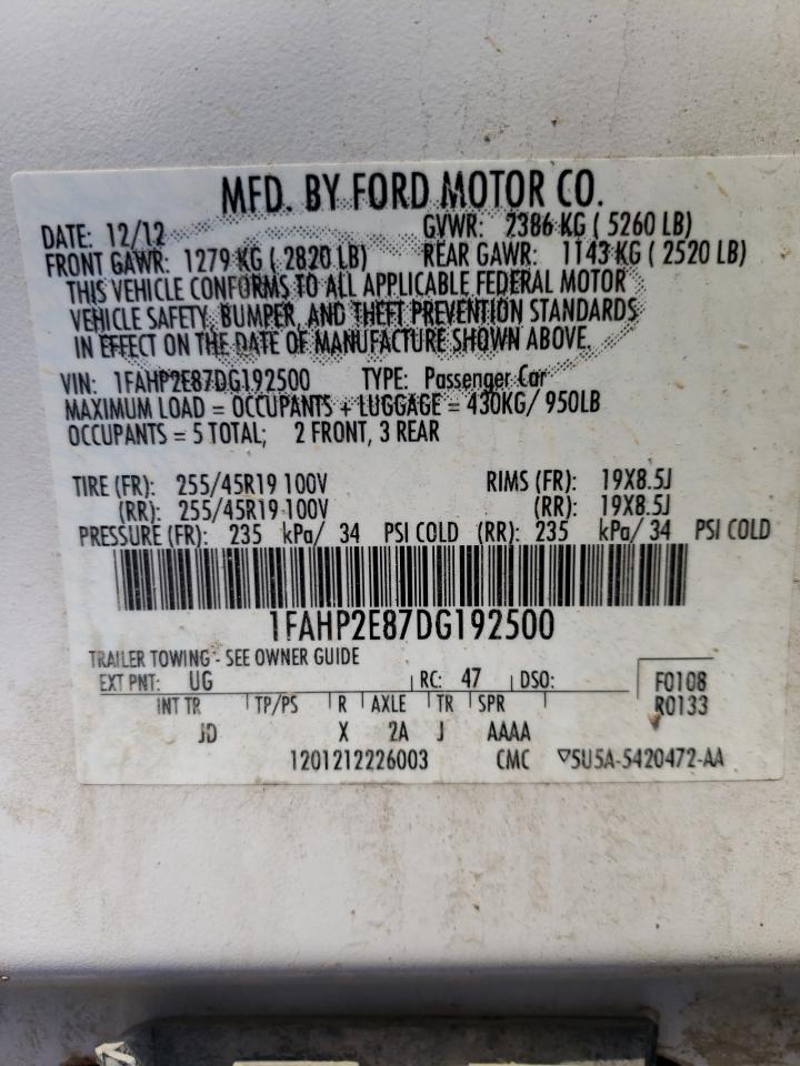Photo 10 from auction – 2013 FORD TAURUS SEL with VIN 1FAHP2E87DG192500