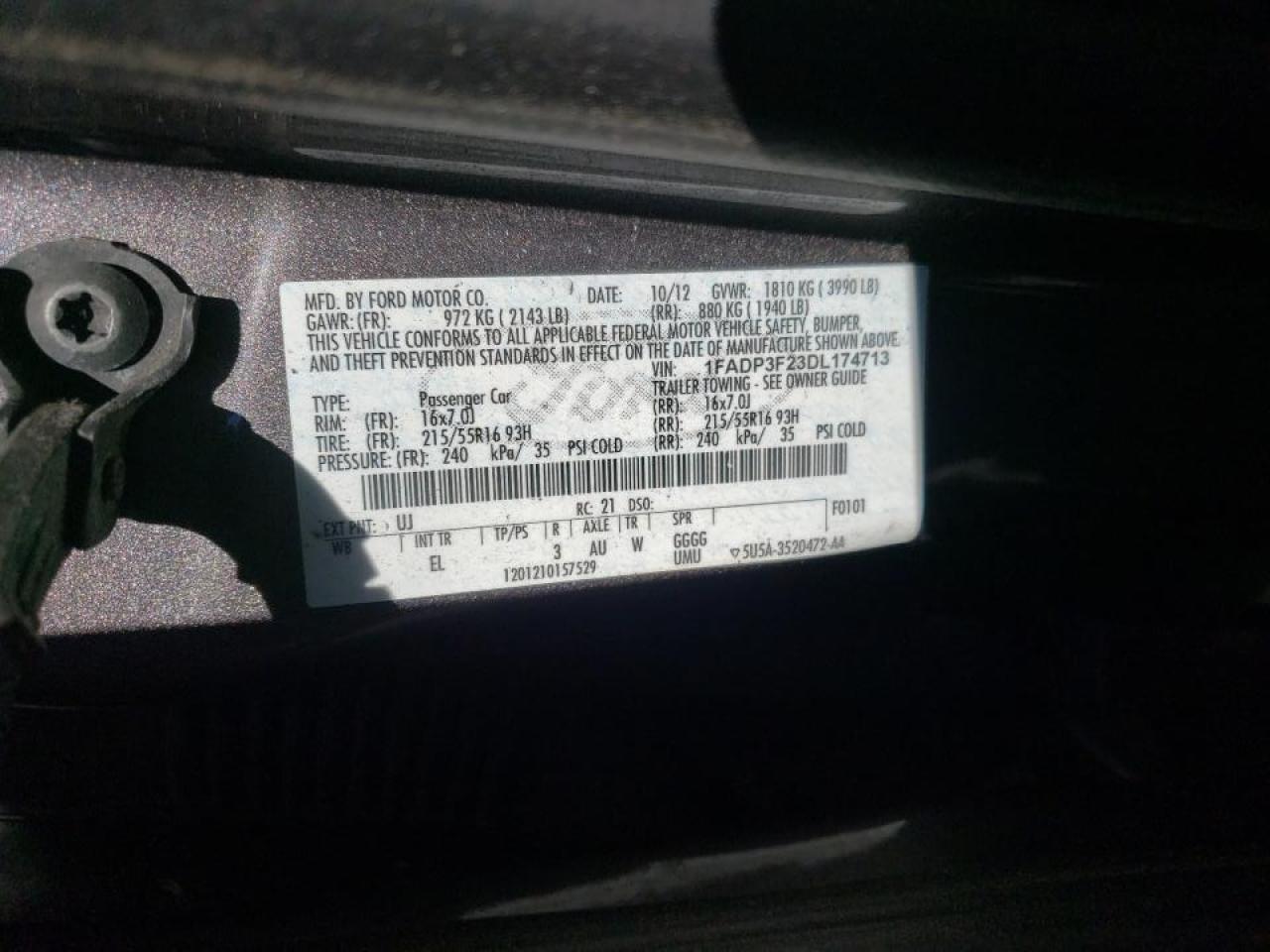 Photo 10 from auction – 2013 FORD FOCUS SE with VIN 1FADP3F23DL174713