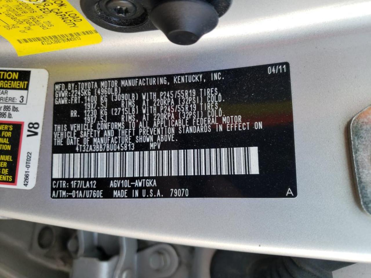 صورة رقم 10 من المزاد - 2011 TOYOTA VENZA مع VIN 4T3ZA3BB7BU045813