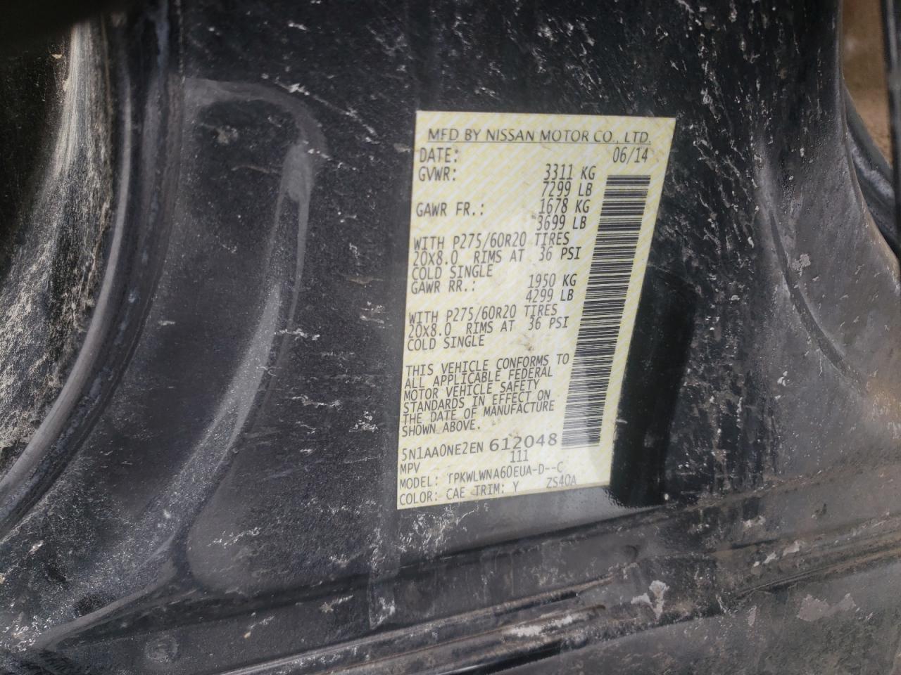 Photo 10 from auction – 2014 NISSAN ARMADA PLA with VIN 5N1AA0NE2EN612048